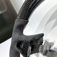Volant de voiture en fibre de carbone véritable et suède, design plat sportif avec marquage à 12 heures, adapté à la Renault Megane 3 RS