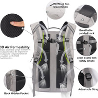Sac à dos décontracté de sport, de voyage et de randonnée, personnalisé avec logo, en polyester imperméable, avec fermeture éclair en résine et maille, antivol et détachable