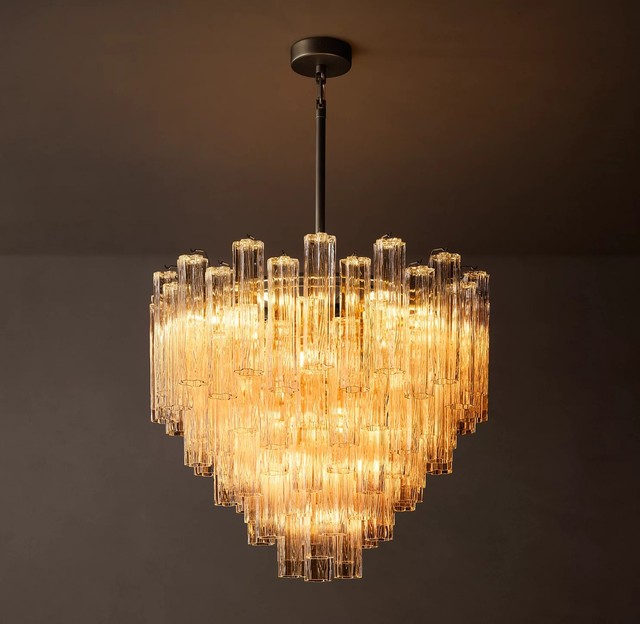 Modern Luxury Villa Dining Living Room Minimalist Large Glass Shade Chandelier
