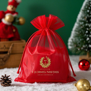 Nhà Máy Bán buôn tùy chỉnh Sheer lưới Organza Dây Kéo Túi Quà Tặng kích cỡ khác nhau vật liệu đóng gói - Product Image 3