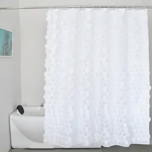 Rideau de douche en tissu Polyester, toute blanche, en tissu imperméable, Design moderne de luxe, couverture 3D, avec cercle, nouvelle collection