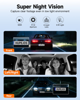 Caméra embarquée 4 canaux 1080P 360 degrés, enregistreur DVR de voiture avant arrière gauche droite avec Wi-Fi, moniteur de stationnement et vision nocturne IR