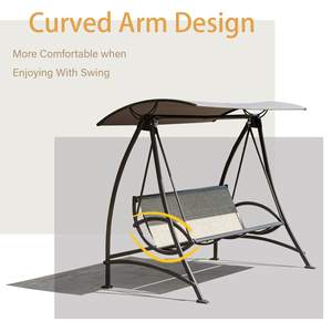 Sillón Columpio de Exterior de 3 Plazas con Hamaca Tipo Luna, Toldo, Gazebo y Pérgola <span class=keywords><strong>para</strong></span> Patio, Balcón o Terraza de Villa - Product Image 4