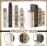 4 pièces Décoration de table style ferme Livres en bois Panneau Famille Doux Nid Doux