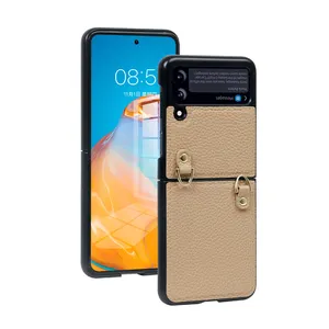 מותאם אישית יוקרה עור נייד טלפון מקרה Z Flip3 Flip4 Smartphone מגן פגז טלפון מקרה עבור Samsung Galaxy Flip 3 מקרה