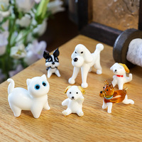 Ornements en verre faits à la main, chat et chien blancs mignons, pour la décoration de la maison, du bureau ou de la chambre, cadeau, artisanat en verre, ornements décoratifs