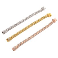 Chaîne cubaine 13 mm entièrement sertie de diamants, en or rose, style hip-hop, pour hommes et femmes, vente en gros