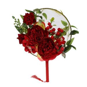 Éventail circulaire rétro en soie véritable, pour <span class=keywords><strong>bouquet</strong></span> <span class=keywords><strong>de</strong></span> <span class=keywords><strong>mariée</strong></span>, fleurs chinoises, livraison gratuite - Product Image 3