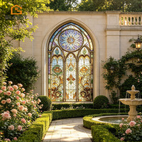 Ventanas Arqueadas Francesas de Estilo Victoriano Gótico, Ventana de Vidrio con Vidrieras, Ventanas de Vidrio con Aislamiento de Aleación de Aluminio