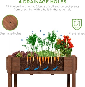 <span class=keywords><strong>Jardinière</strong></span> surélevée mobile <span class=keywords><strong>en</strong></span> <span class=keywords><strong>bois</strong></span> de design classique, <span class=keywords><strong>en</strong></span> <span class=keywords><strong>bois</strong></span> de sapin, avec trous de drainage, tables latérales pliantes et système de verrouillage - Product Image 5