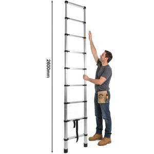 <span class=keywords><strong>Escalera</strong></span> Telescópica Plegable de Aluminio de 2.6m, Certificación EN131, Uso en Apartamentos, Capacidad de 150kg, 1 Año de Garantía - Product Image 1