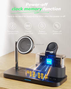 <span class=keywords><strong>Station</strong></span> de charge sans fil 5 en 1 avec réveil, veilleuse et chargeur magnétique compatible avec <span class=keywords><strong>iPhone</strong></span>, Apple Watch et Air-Pods - Product Image 2