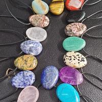 Pendentif en cristal naturel en forme de goutte d'eau avec trou latéral de 2 mm, pierre brute, cordon en cuir ciré, accessoires de bijoux