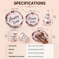 Juego de Vajilla Desechable con Temática de Dibujos Animados, Platos de Papel, Vasos, Gorros de Cono, Múltiples Diseños, Decoración para Fiestas de Cumpleaños Infantiles