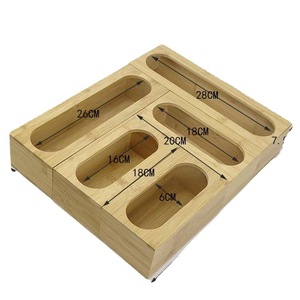 5 Pieces Bamboo Zip Lock Bag Storage Organizer for Food Natural Bamboo Ziplock Bags Organizer Set