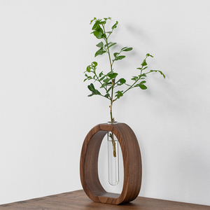 काले अखरोट लकड़ी के जापानी सरल हाइड्रोपोनिक सम्मिलित नाजुक फूल उपकरण घरेलू <span class=keywords><strong>vase</strong></span> आधुनिक सजावटी उपयोग - Product Image 5