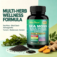 Capsules de mousse marine avec graines noires et Ashwagandha - Bien-être immunitaire, anti-stress et antioxydant, marque privée OEM