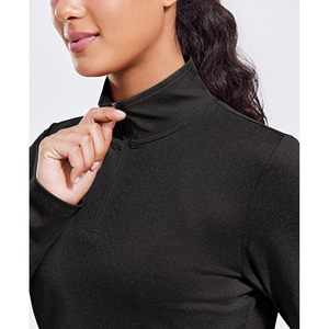 Camiseta Deportiva de Manga Larga con Cierre de Cremallera para Mujer FOXA, Elástica, UPF 50+, para Yoga y Running, Transpirable y de Secado Rápido - Product Image 4