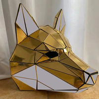 Masque de renard géométrique 3D en miroir, coiffe animale réfléchissante dorée pour festivals EDM
