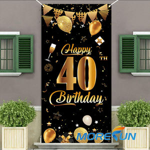 30e 40e 50e noir or joyeux <span class=keywords><strong>anniversaire</strong></span> porte couverture <span class=keywords><strong>anniversaire</strong></span> porche décoration rideau maison thème fête décoration porte couplets - Product Image 2
