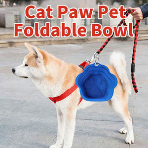 Tazón plegable de silicona con forma de pata de gato, tazón portátil de silicona para mascotas, perros y gatos, tazón portátil para alimentar con agua, tazón de viaje. - Product Image 1