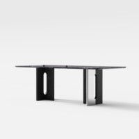 Table à manger carrée moderne italienne de luxe en marbre naturel avec pieds en métal, dalle de pierre pour usage domestique