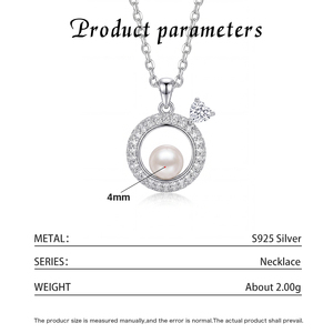 Freshwater Rice Pearl Necklace <b>Copper</b> Jewelry Heart Circle Pendant Dainty Elegant Pearl Necklace For Women Brides Gift - Product Image 6