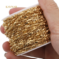 Chaîne à perles rondes KAVNAR plaquée or véritable 18 carats, en acier inoxydable 304, faite à la main, sans ternissement, pour collier et bracelet