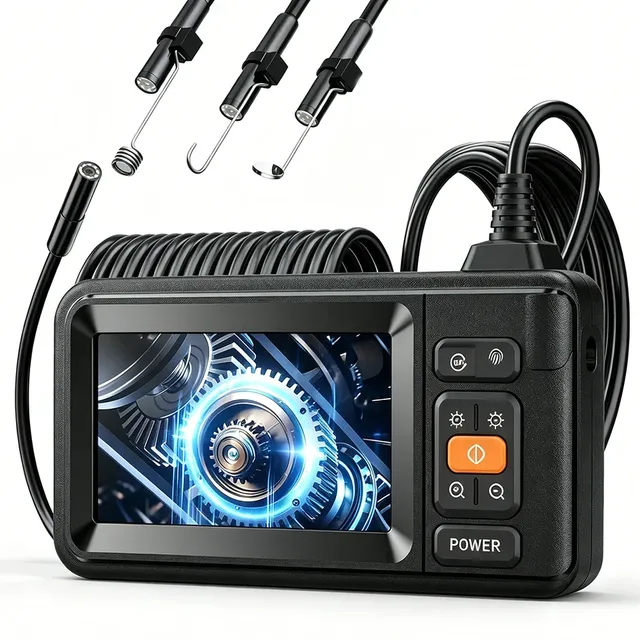 Industrial Endoscope Camera 43'' IPS Screen HD1080P Car Inspection Borescope Rigid Cable 8mm IP67 Waterproof
