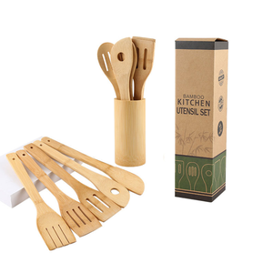 Espátula de bambú Natural para cocina, utensilios de cocina, <span class=keywords><strong>pala</strong></span> giratoria de madera para sopa, arroz, accesorios de cocina - Product Image 1