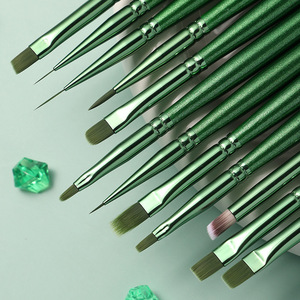 Pinceau de nail art à manche en bois vert, applicateur de gel fin à une seule traite pour ombrage et mélange, outil de manucure - Product Image 3