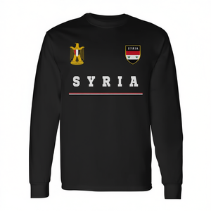 Camiseta de Fútbol de Manga Larga con Diseño de la Bandera de Siria, Color Negro - Product Image 2