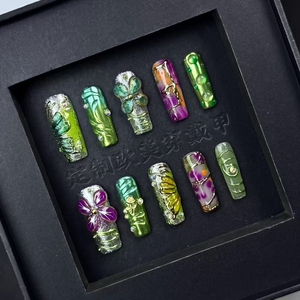 Pretty Shiny Glitter Material ABS Decoraciones hechas a mano Prensa en <span class=keywords><strong>uñas</strong></span> con varios colores - Product Image 2