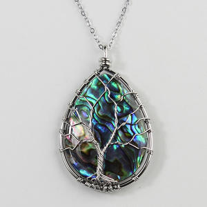 Collana con Ciondolo a Goccia d'Acqua in Conchiglia Naturale di Abalone con Catena in Bambù, Ideale per Gioielli Transfrontalieri - Vendita all'Ingrosso - Product Image 2