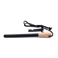 Allume-feu de survie en acier avec manche en bois noir extra long de 140 mm (1/2 pouce) et lame de 8 pouces pour accessoires de camping en plein air