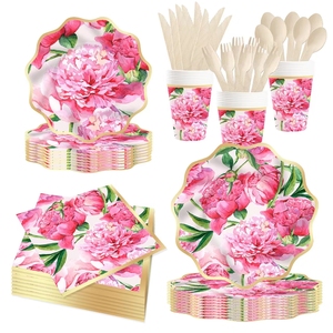 Juego de Vajilla Desechable Estilo Fiesta en el Jardín DAMAI, Platos, Vasos y Servilletas de Papel para Decoración de Fiestas de Cumpleaños de Niñas - Product Image 1