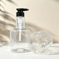 Botol Sampo PET 550ml, Botol Pompa Plastik Transparan untuk Sabun Mandi, Sabun Cuci Tangan, Kemasan Perawatan Pribadi, Custom OEM Pabrik