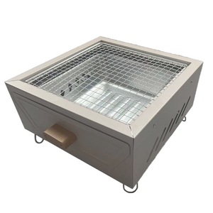 Estufa de carbón cuadrada de metal para acampar al aire libre con mango de madera y ranuras de ventilación para cocinar a la parrilla - Product Image 1