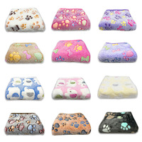 Tapis pour animaux de compagnie super doux avec empreintes de pattes, couverture en polaire corail confortable pour chiens et chats