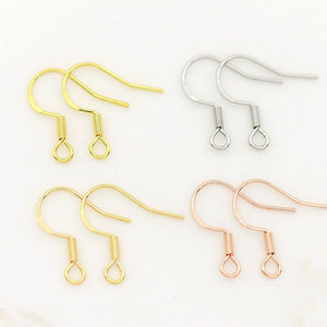 Ganchos para pendientes de latón de ley 925, chapados en oro, tamaño pequeño, accesorios para hacer joyería DIY, venta al por mayor E100 - Product Image 2