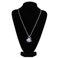 Pendentif Tête de Chien Husky 3D en Laiton Plaqué Rhodium Style Hip Hop, Entièrement Sertie de Zircons Cubiques Transparents, Noirs et Violets, Pendentif Animal de Compagnie Iced Out