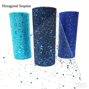 Rouleau de <span class=keywords><strong>tulle</strong></span> à paillettes personnalisé en polyester 100% haute densité - Product Image 1