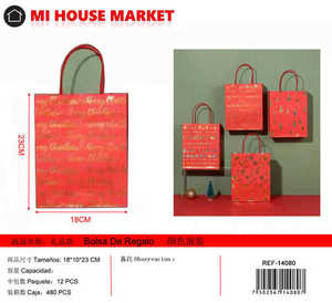 Sacchetto Regalo Natalizio con Stampa 'Buon Natale' in Stile Moda con Manico Rosso - Product Image 3