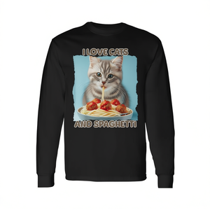 I Love <b>Cats</b> And Spaghetti <b>Kids</b> Long Sleeve T-Shirt Cute Tabby <b>Cat</b> Design - Product Image 2