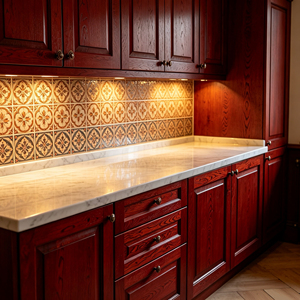 Mobile da <span class=keywords><strong>Cucina</strong></span> Classico in Acciaio Inox e Legno con Lavello e Rubinetto per Decorazione <span class=keywords><strong>Cucina</strong></span> Domestica - Product Image 2