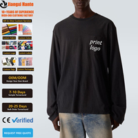 Vente en gros usine T-shirt homme 100% coton à manches longues, coupe oversize, col rond, avec broderie de poche, style streetwear