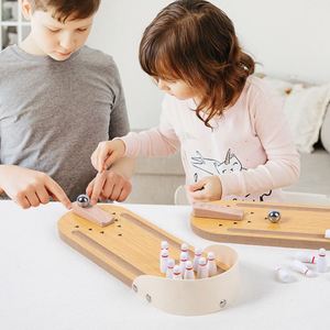Children's Educational Wooden Toys Mini <b>Bowling</b> Baby Parent-child Interactive Desktop <b>Bowling</b> Wooden Decompression Leisure Toys - Product Image 1