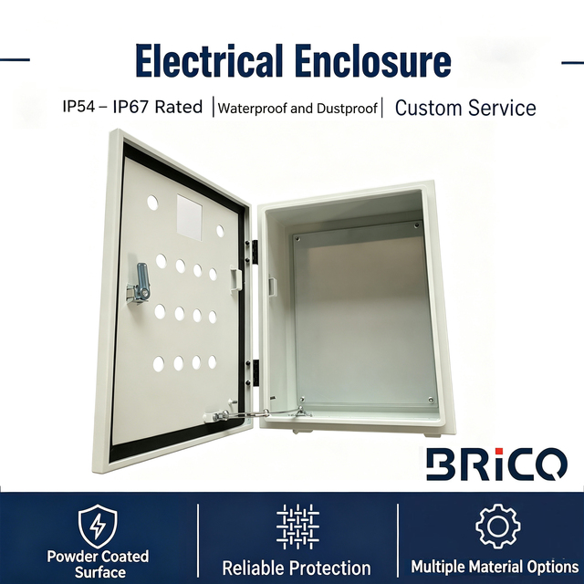 Custom IP54-IP67 Metal Electrical Control Box Wall Mount Distribution Enclosure RAL7035 Powder Coated With Holes Cutout