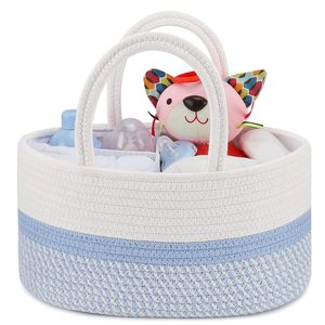 Baby Diaper Caddy Organizer Modern Eco-Friendly Foldable 100% Cotton Storage Basket <strong>Changing</strong> <strong>Table</strong> <strong>Car</strong> Use Newborn Essentials - Product Image 1