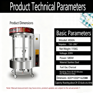 Horno Comercial de Gas de 220V de Alta Productividad para Asar Patos, de Acero Inoxidable, para <span class=keywords><strong>20</strong></span>-24 Piezas, para Restaurantes <span class=keywords><strong>y</strong></span> Hoteles - Product Image 3